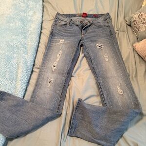 Arizona Jean Light Blue Distressed Straight Leg fall autumn vintage Low rise